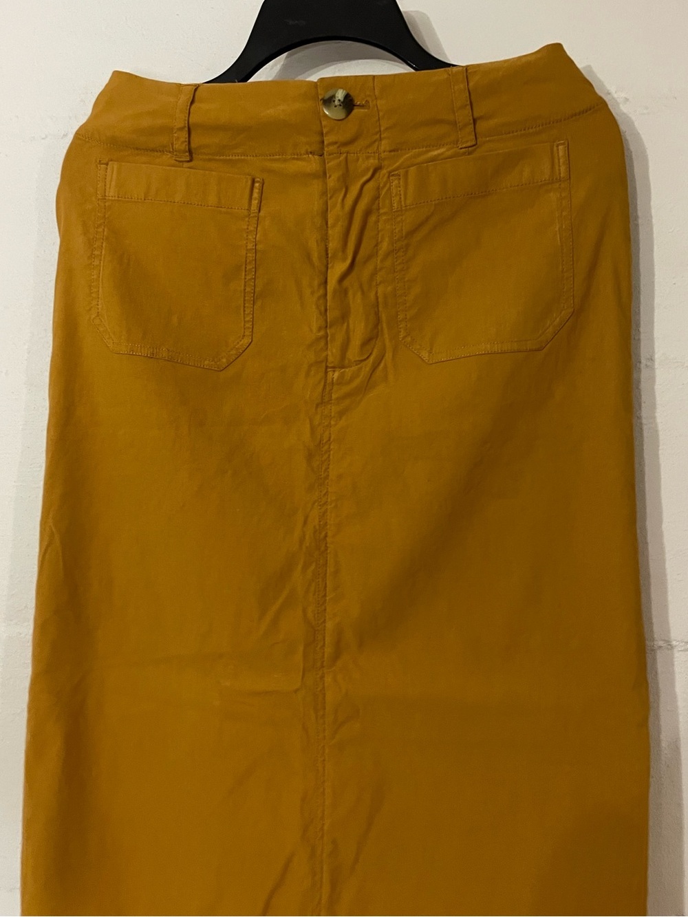 Anthropologie Mustard‑Tone Straight Midi Skirt with Front Pockets - Picture 2 of 4